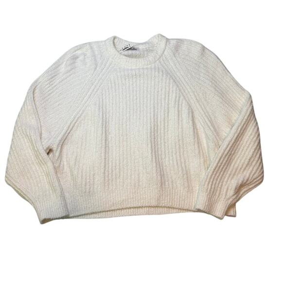 Madewell White Ribbed Knit Sweater XL NWT Oversized Cozy Pullover - Picture 2 of 5